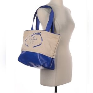 Kate Spade Canvas Tote, Royal Blue, Textured Canvas, Protected Bottom, Clean!‎